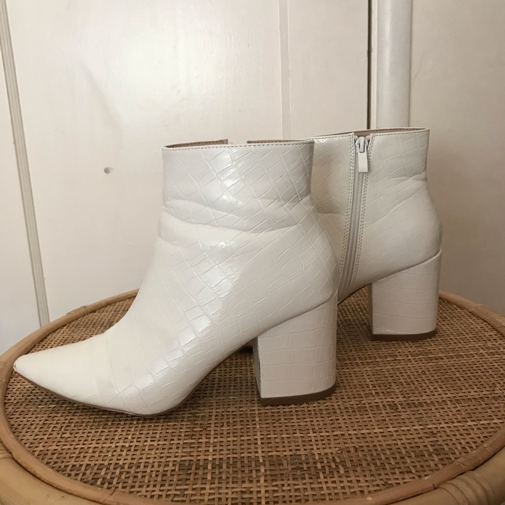 Nasty Gal Faux Leather White Ankle Boots